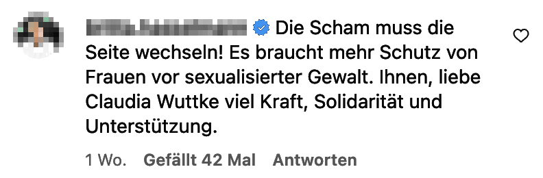 Zuschrift auf Instagram – Name und Profilbild sind unkenntlich gemacht