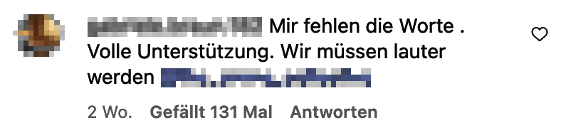 Zuschrift auf Instagram – Name und Profilbild sind unkenntlich gemacht