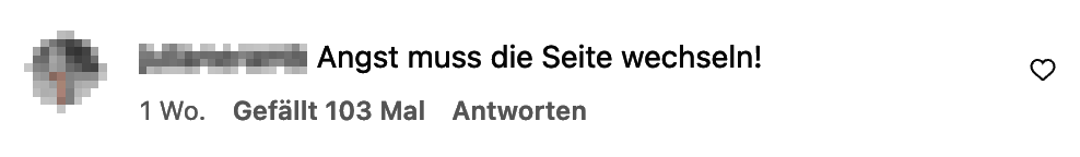 Zuschrift auf Instagram – Name und Profilbild sind unkenntlich gemacht