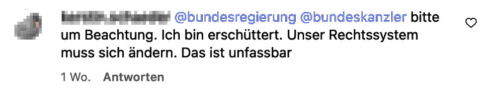 Zuschrift auf Instagram – Name und Profilbild sind unkenntlich gemacht